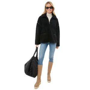 NWT Tuckernuck Black Rhodes Shearling Quarter Zip Pullover Size S